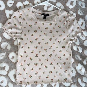 Light pink floral forever21 lettuce edge tee